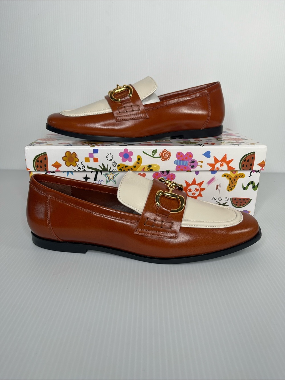 Jeffrey Campbell Velviteen Flats Loafers Two Tone Leather Academia Womens Size 8